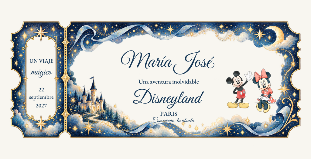 Txartel pertsonalizatuaren ikuspegi digitala: Txartel ilustratua Zerua · Disneyland Paris.