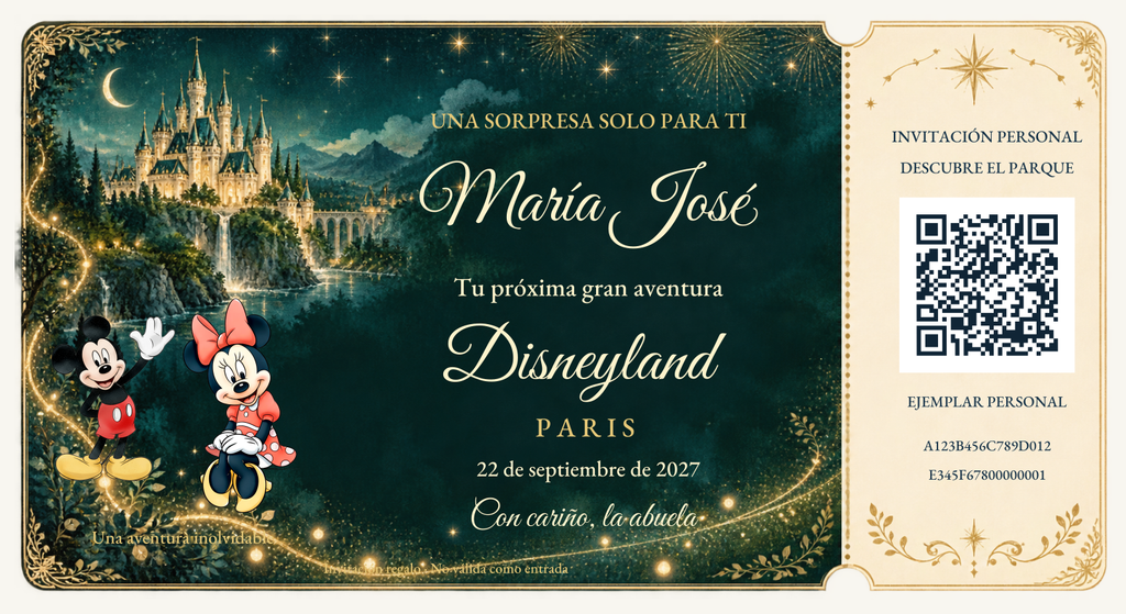 Txartel pertsonalizatuaren ikuspegi digitala: Bilduma Basoa · Disneyland Paris.