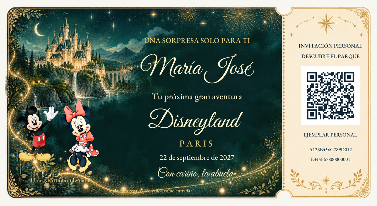 Txartel pertsonalizatuaren ikuspegi digitala: Bilduma Basoa · Disneyland Paris.