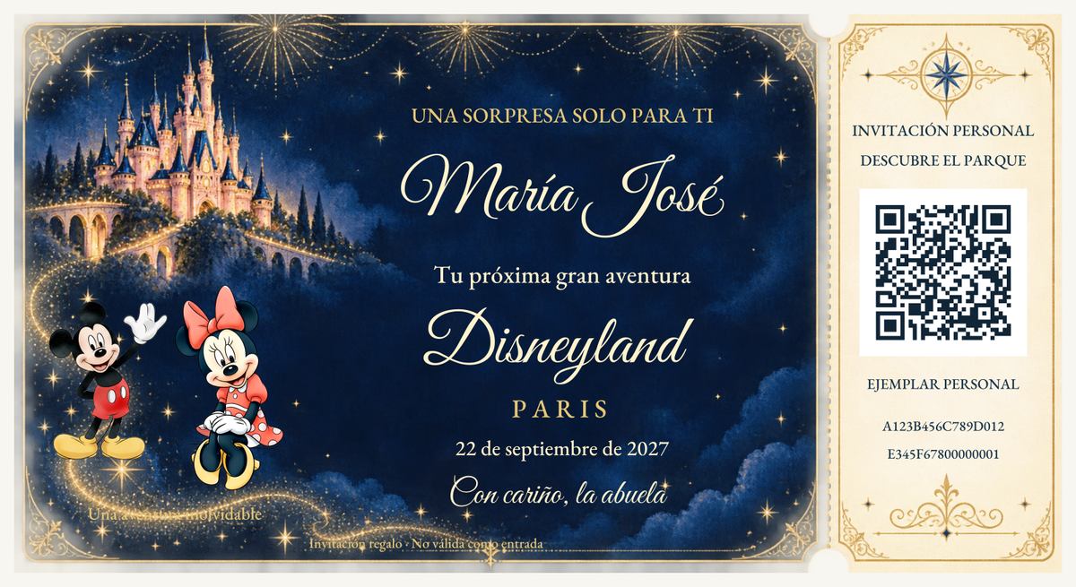 Txartel pertsonalizatuaren ikuspegi digitala: Bilduma Gauerdia · Disneyland Paris.