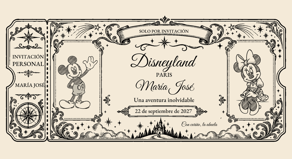 Txartel pertsonalizatuaren ikuspegi digitala: Vintage Klasikoa · Disneyland Paris.