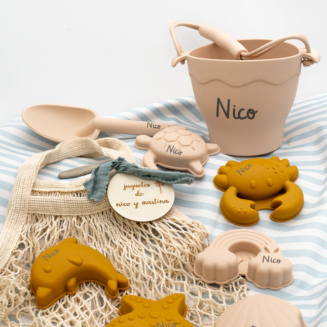 Kit de Playa de Cubos y Animales de silicona personalizados Arena Arcilla