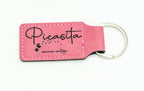 Clauer rectangular rosa amb logotip fosc de Picasita.