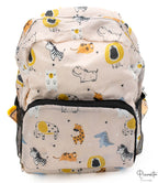 Mochila Escolar Infantil Plegable - Vuelta al Cole Beige Animalitos Africanos