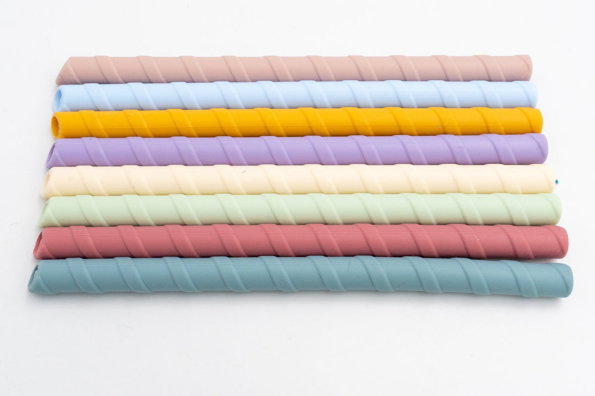 Palliñas curtas de silicona con textura en espiral en cores pastel