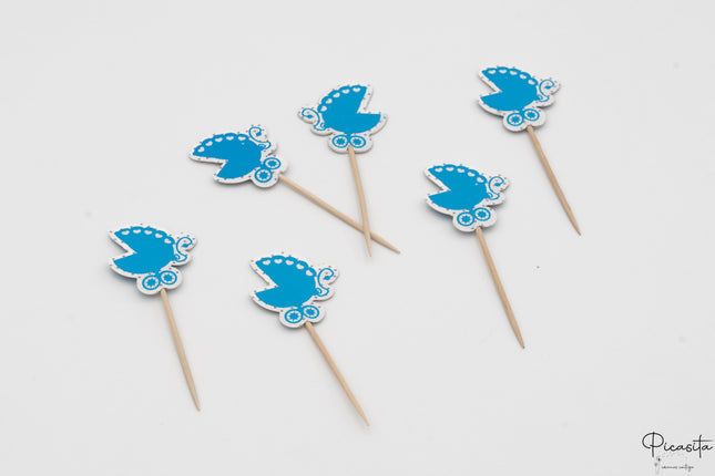 Palillos Decorativos Cumpleaños 6 Carritos Azules