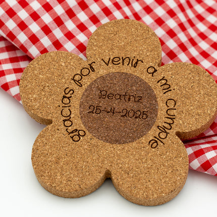 Posavasos de Corcho Natural Personalizados Flor (Pack de 10)