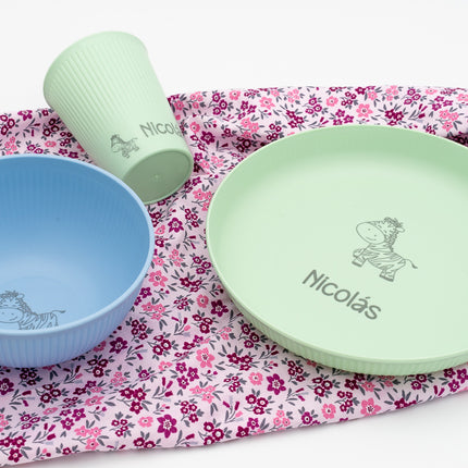 Set Vajilla Infantil Personalizada (Plato, Bol, Vaso)