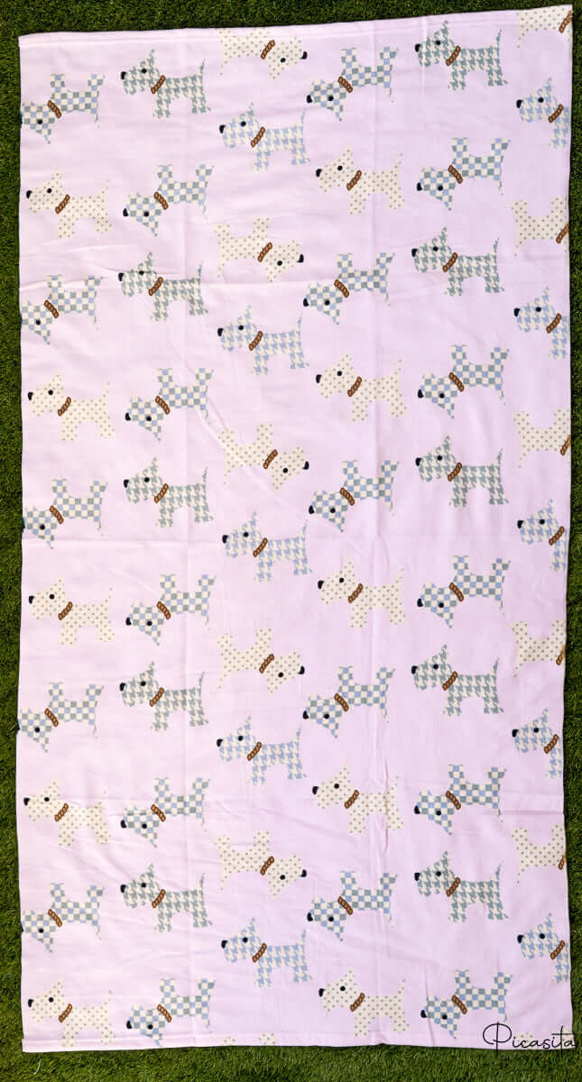 Toalla Playera Perritos (90x170) (Rosa)