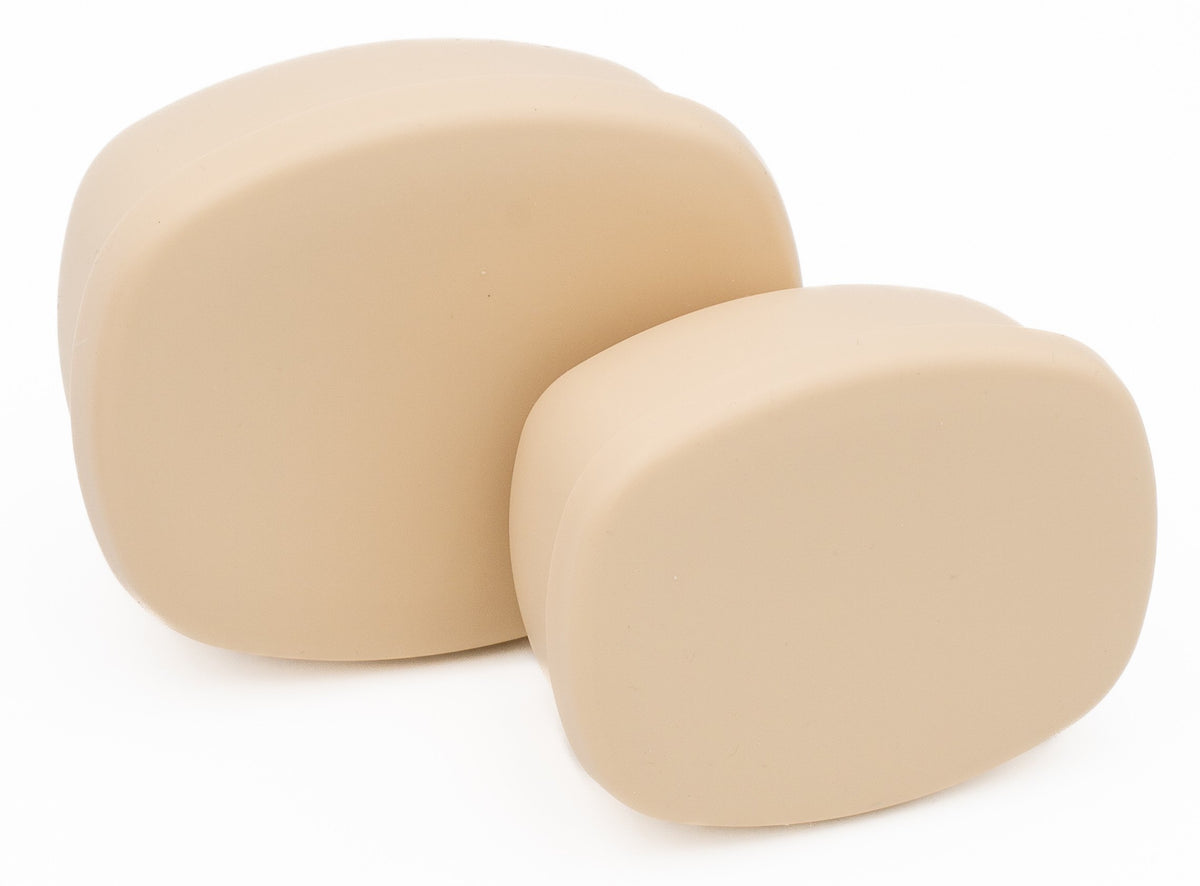 Pack beige de dos tuppers de silicona con tapas