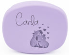 Tapa morada personalizada con nombre y dibujo