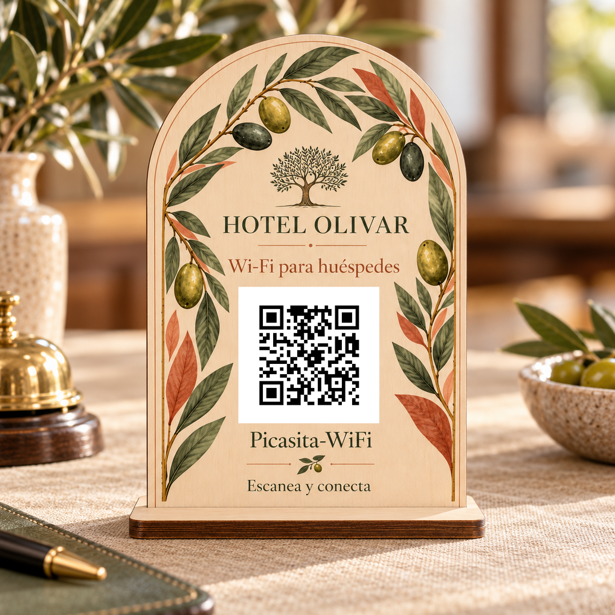 Simulació de Cartell amb QR Wi-Fi botànic · vista de detall